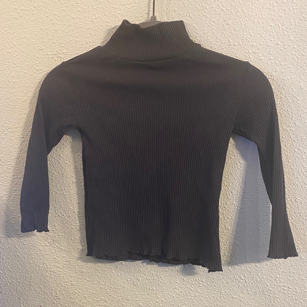 Zara Dark Gray Ribbed Turtleneck Sweater